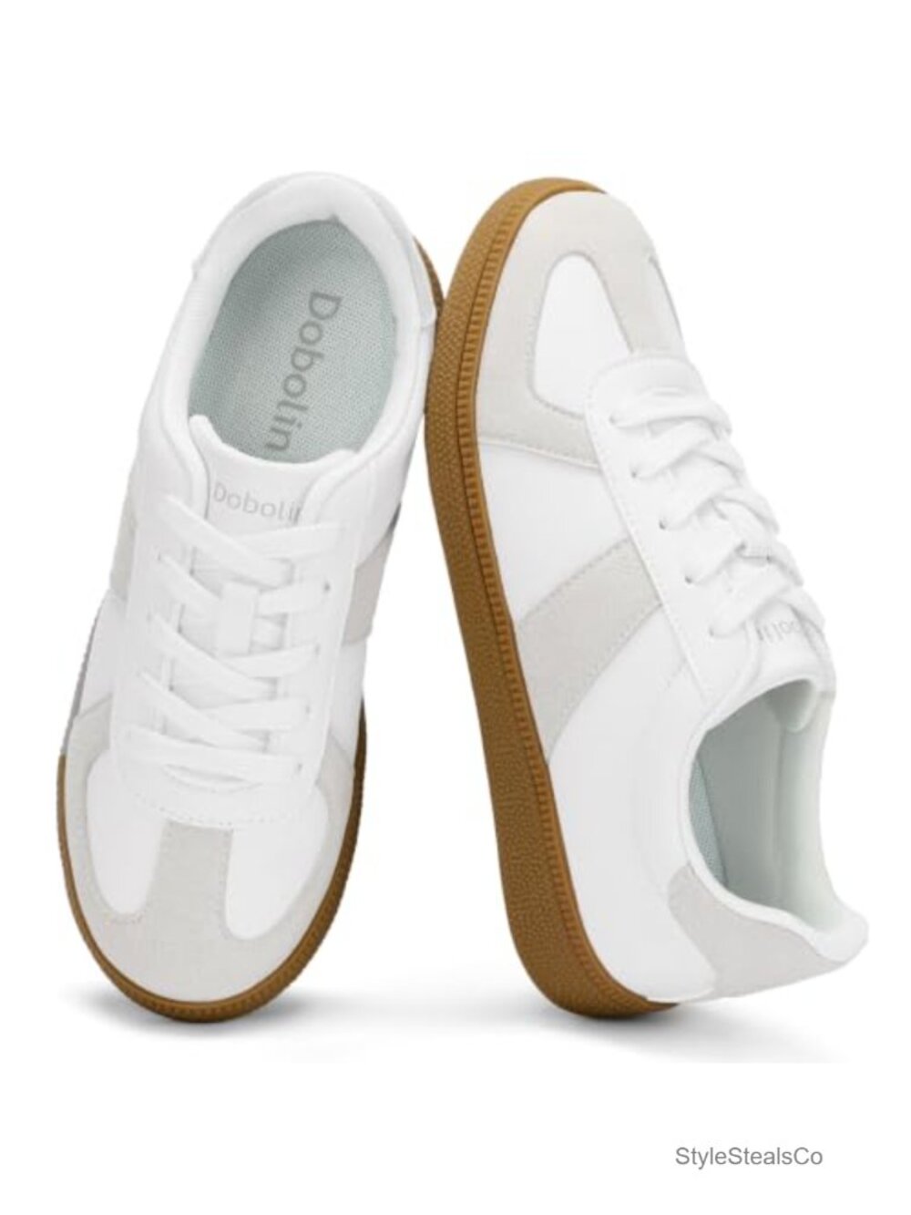 Women's Fashion Sneakers Retro Gum Sole Faux Leather Suede Casual Shoes